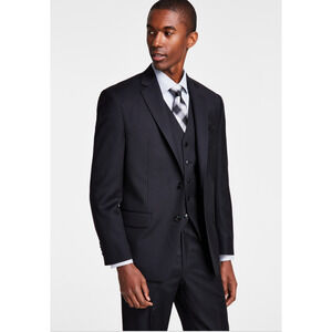Michael Kors Men Classic Fit Wool Blend Solid Suit Jacket Black Size 42R